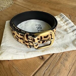 Prune CowHair Leather Animal Print Belt with Gold Buckle